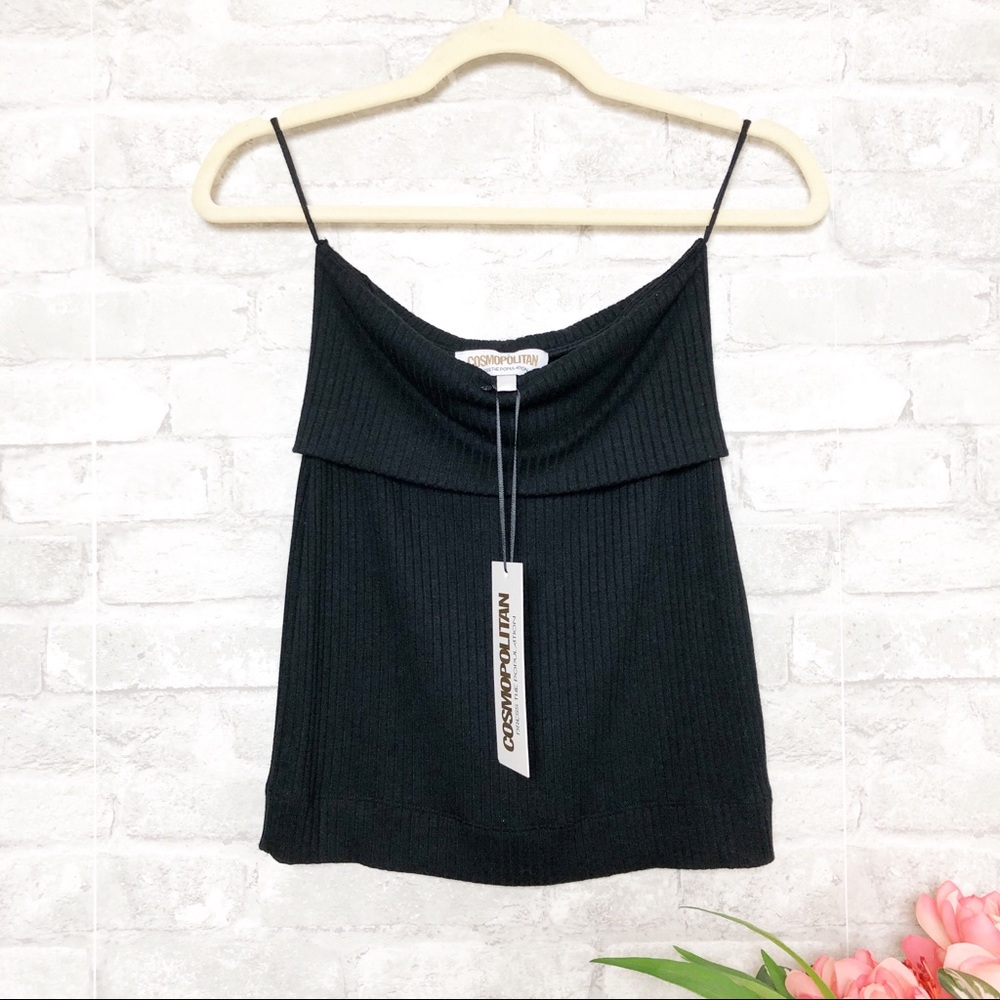 NWT COSMOPOLITAN Dress The Population Black Ribbed Short Skirt Size XS
